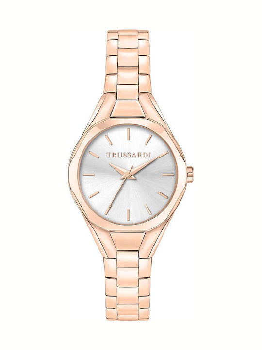 Trussardi Metropolitan Γυναικείο Ρολόι 30mm Μπαταρίας με Ροζ Χρυσό Μεταλλικό Μπρασελέ