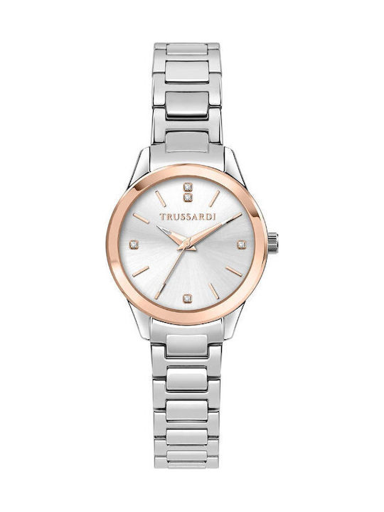 Trussardi Дамски Часовник с Сребрист Метална Гривна