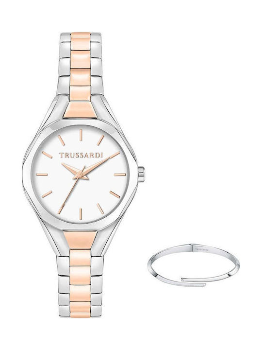 Trussardi Γυναικείο Ρολόι 30mm Μπαταρίας με Μεταλλικό Μπρασελέ