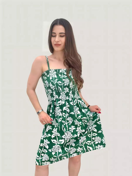 Floral Mini Dress Green One Size