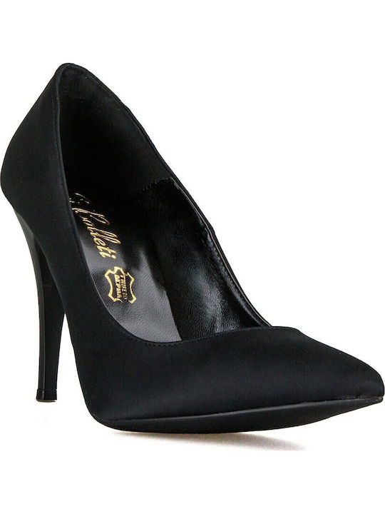 Silia D Saten Pantofi cu toc Negre