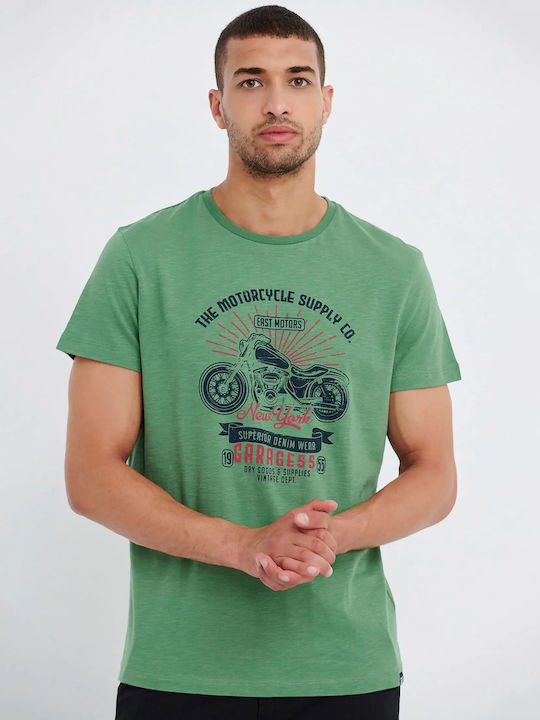 Garage Fifty5 T-shirt Bărbătesc cu Mânecă Scurtă Kaki