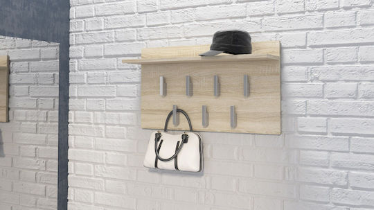 Topeshop Wooden Wall Hanger 7 Hooks 70x18cm