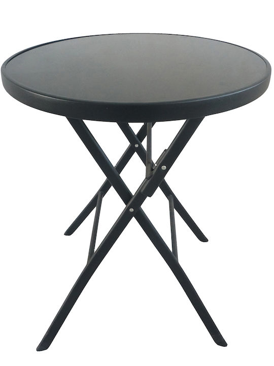 Taurus Auxiliary Outdoor Foldable Metal Table Black 60x60x70cm