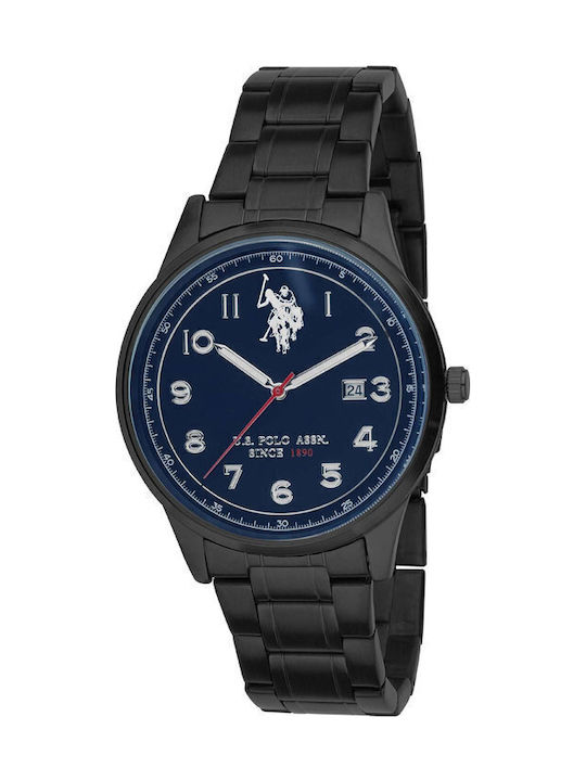 U.S. Polo Assn. Ανδρικό Ρολόι Μπαταρίας με Μαύρο Μεταλλικό Μπρασελέ