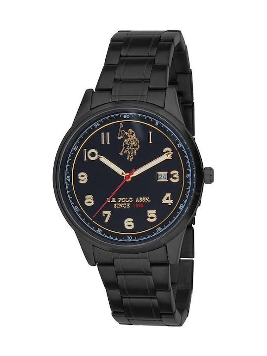 U.S. Polo Assn. Herrenuhr Batterie mit Schwarz Metallarmband