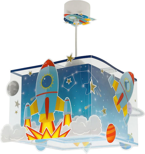 Ango Rocket O singură lumină Lumină de tavan pentru copii Suspendata din plastic 15W cu suport pentru bec E27 Albastru 24x21cm