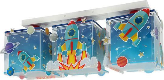 Ango Kids Plastic Chandelier Ceiling Light E27 Rocket Blue 15W 51.5x16.5cm