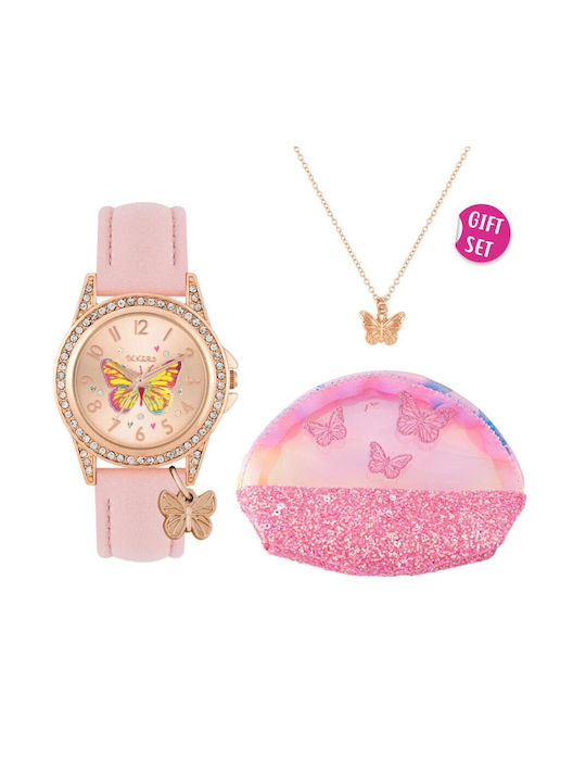 Tikkers Kids Analog Watch with Leather Strap Pink