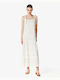 Forel Καλοκαιρινό Maxi Φόρεμα με Βολάν Λευκό