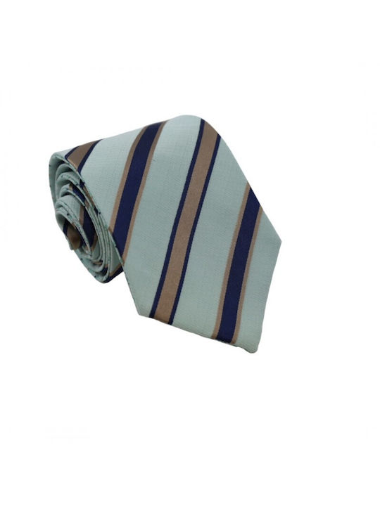 Silk Tie Double Face Mint Green/Blue-Beige 8.5cm.