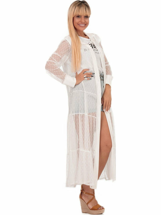 Lung Cardigan de damă Alb