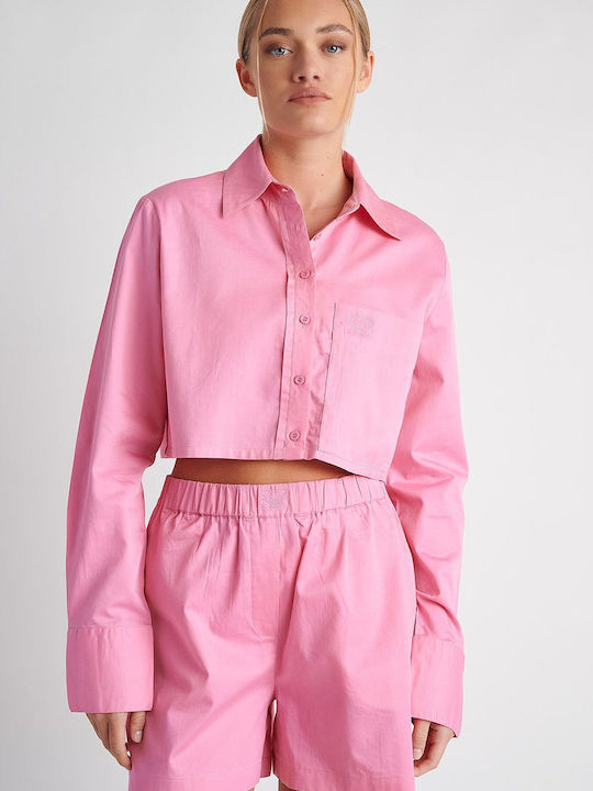 SugarFree Women's Monochrome Long Sleeve Shirt Pink