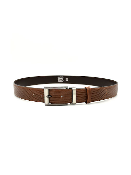 Men's belts in stamped leather sierra cognac BOR Cognac Men's belts 061112-3