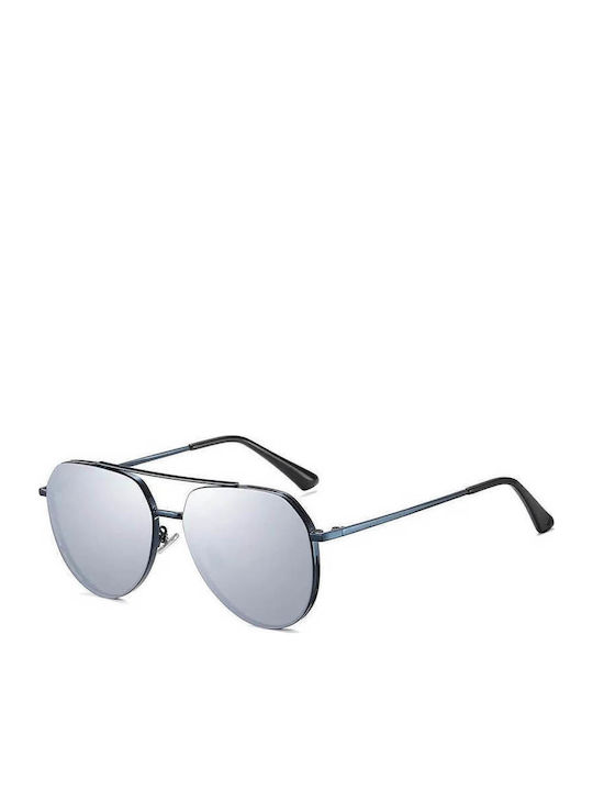 Moscow Mule Sunday Men's Sunglasses with Blue Metal Frame and Silver Polarized Mirror Lens MM/8517/4
