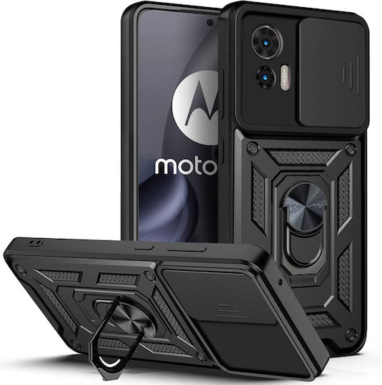 Techsuit Camshield Umschlag Rückseite Kunststoff / Silikon Schwarz (Motorola Edge 30)