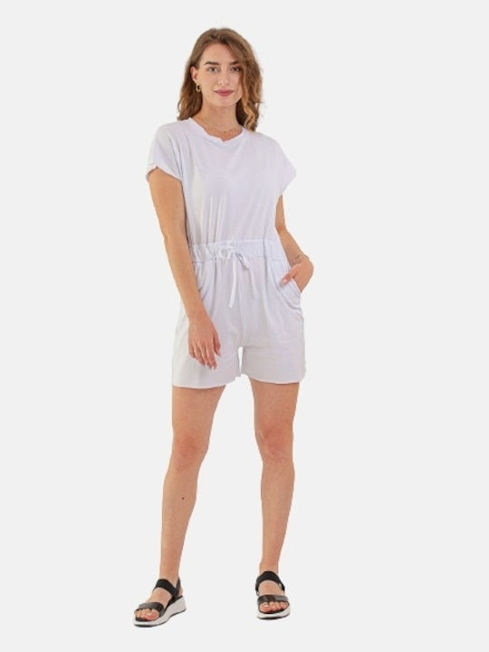 InShoes Women's Short Sleeve One-piece Shorts White