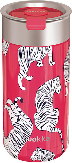 Quokka STEEL Glass Thermos Stainless Steel BPA Free 400ml Pink with Mouthpiece