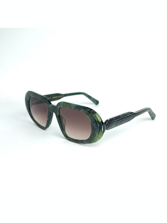 Zeus & Dione Axia Women's Sunglasses with Green Acetate Frame and Brown Gradient Lenses C5