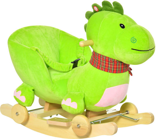HomCom Dragon Качулка Играчка с Колелца Зелен
