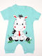 Baby turquoise short-sleeved overalls "Zebra"