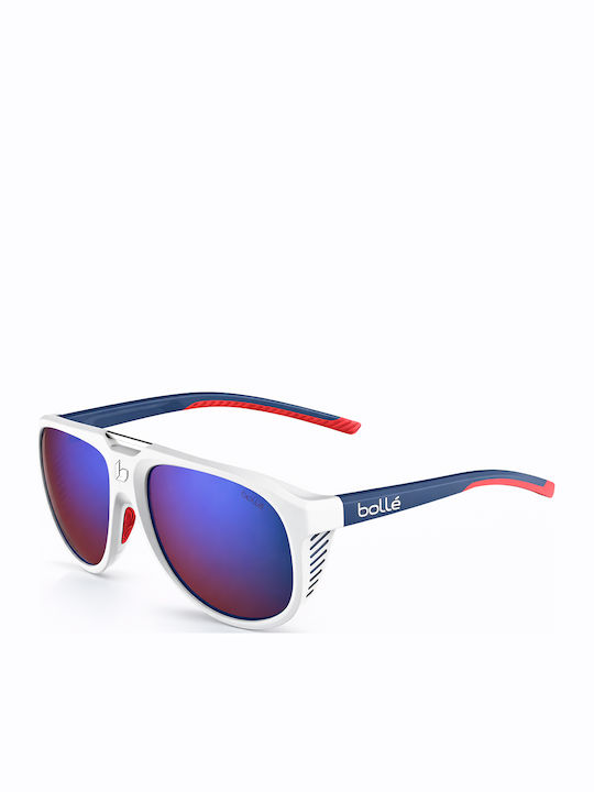 Bolle Unisex Γυαλιά Ηλίου με Λευκό Κοκκάλινο Σκελετό και Καφέ Καθρέφτη Φακό BS036006