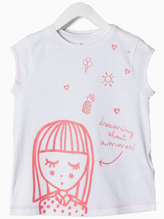 Short-sleeved blouse "Dreaming" White Zippy