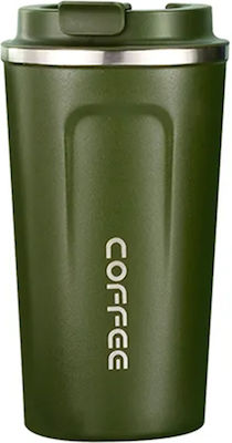 Techsuit Glass Thermos Stainless Steel Green 380ml KF2313499