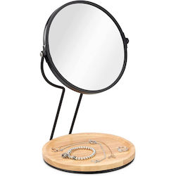 Navaris Double Sided Lighted Tabletop Makeup Mirror Zoom x2 Black/Light Brown