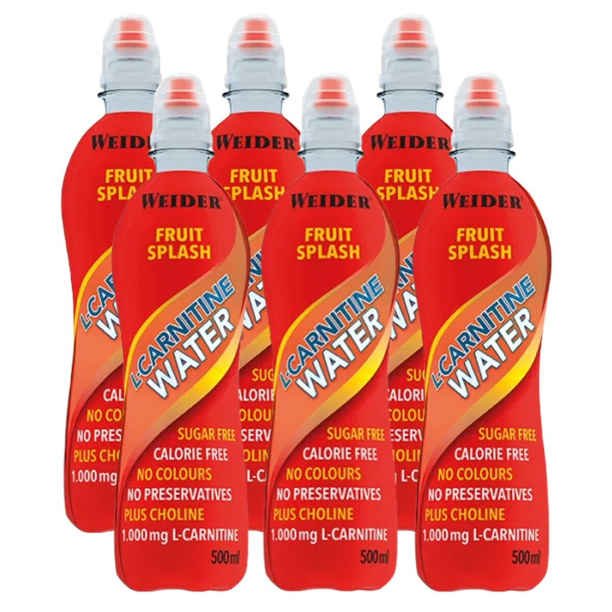 Weider L-Carnitine Drink 1000mg with Flavor Fruit Splash 6 x 83ml