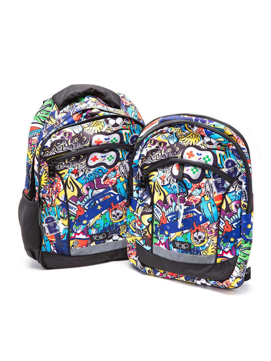 Yolo Graffiti 2 in 1 School Bag Backpack Elementary, Elementary Multicolored 28lt