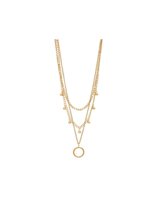 Visetti Necklace Triple from Gold Plated Steel