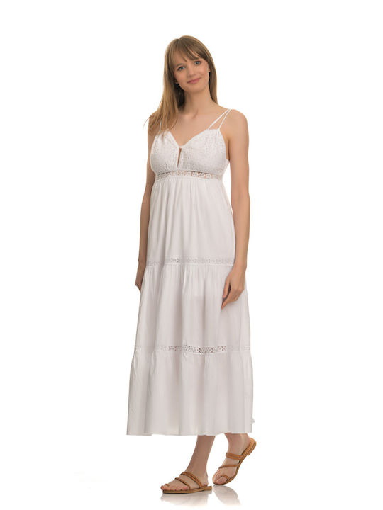 Harlem Maxi Φόρεμα Κρουαζέ Λευκό