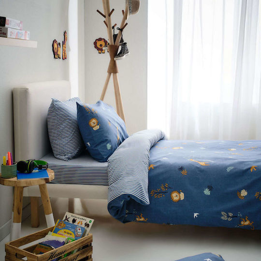 Vesta Home Set Cearceafuri Single Din Bumbac Max Albastre 170x260cm 3 Bucăți