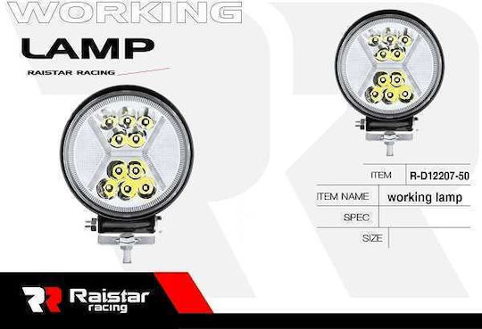 Raistar Rundς Scheinwerfer Auto LED 27W 11.5cm mit Weiß Beleuchtung 1Stück