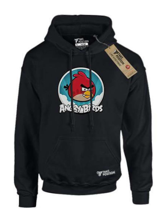 Takeposition H-cool Game Angry Birds Logo Damen Kapuzenpulli Schwarz