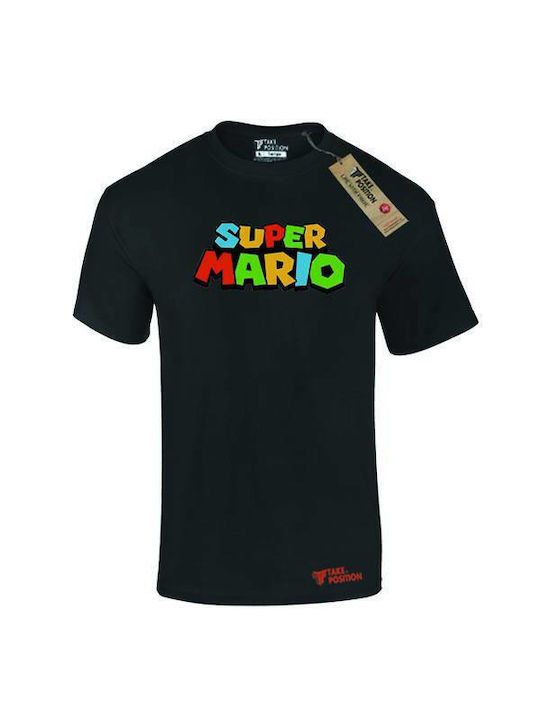Takeposition T-shirt Super Mario logo σε Μαύρο χρώμα