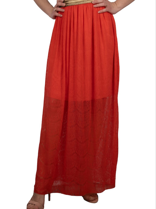 MAXI SKIRT LACE WITH CORAL ELASTIC