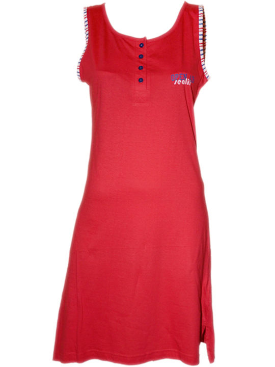 Nightdress Karelpiu Red With Stripes Details