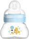 Mam Glass Baby Bottle Feel Good with Silicone Teat for 0+ Months Blue 90ml