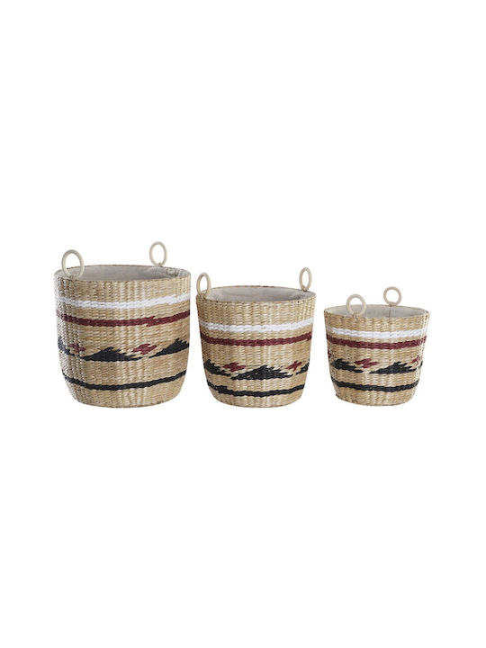 Wicker Decorative Baskets Set 3pcs DKD Home Decor