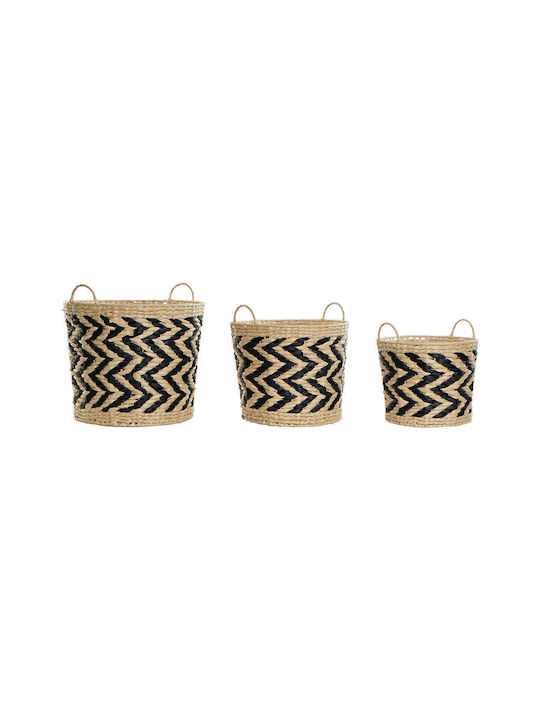 Wicker Decorative Baskets Set 3pcs DKD Home Decor