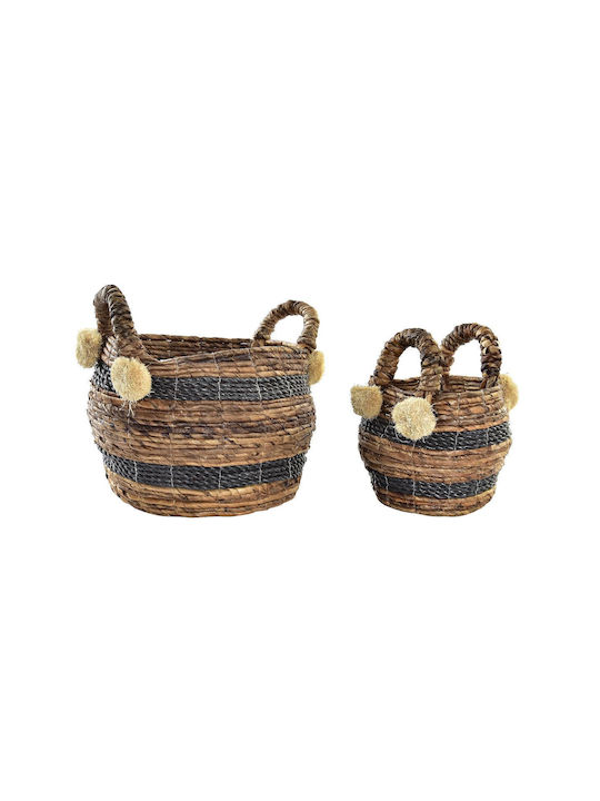 Wicker Decorative Baskets Set 2pcs DKD Home Decor