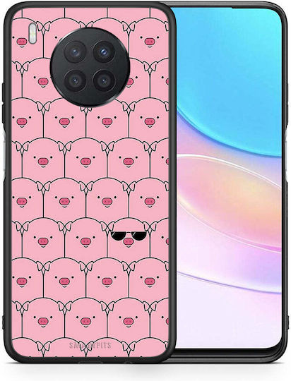 Smartfits Pig Glasses Back Cover din Plastic / Silicon Roz (Huawei Nova 8i / Honor 50 Lite)