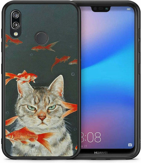 Smartfits Cat Goldfish Заден Калъф Пластмаса Многоцветен (Huawei P20 Lite)
