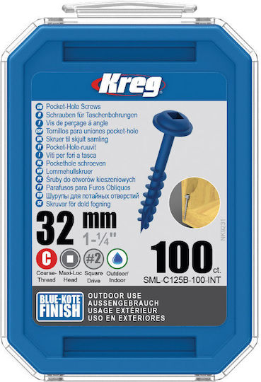 Kreg Винт Квадратна Поцинкована с Дължина 32mm 100 Бройки