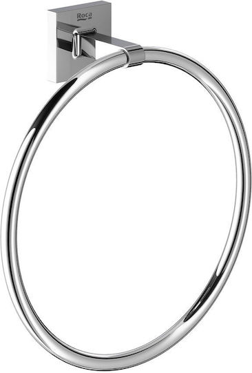 Roca Cubica Bathroom Hook Ring Single with Screws Silver