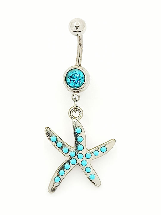 PS Silver Bauchnabelpiercing aus Stahl Silber / Türkis