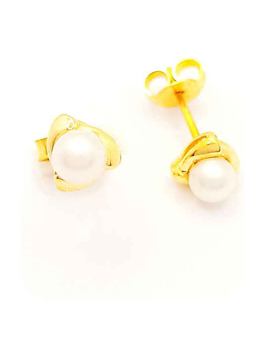 PS Silver Earrings made of Gold 14K with Stones & Pearls