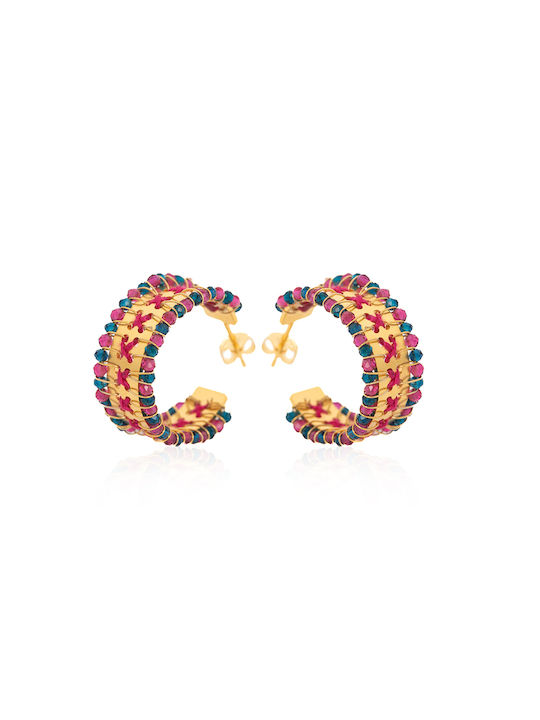 LifeLikes Earrings Hoops Gold Plated with Stones